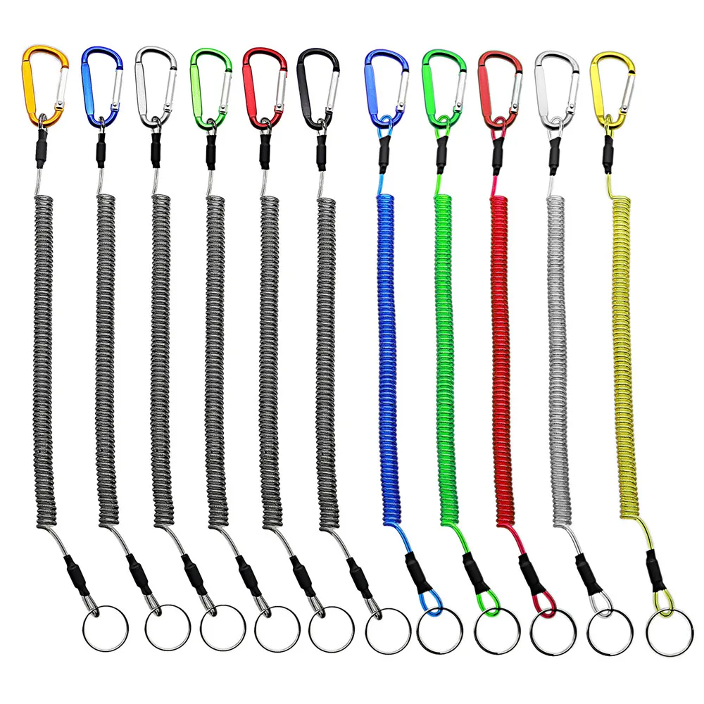 
Retractable wire spring rope tool air gun outdoor hiking camping fishing anti-lost keychain 