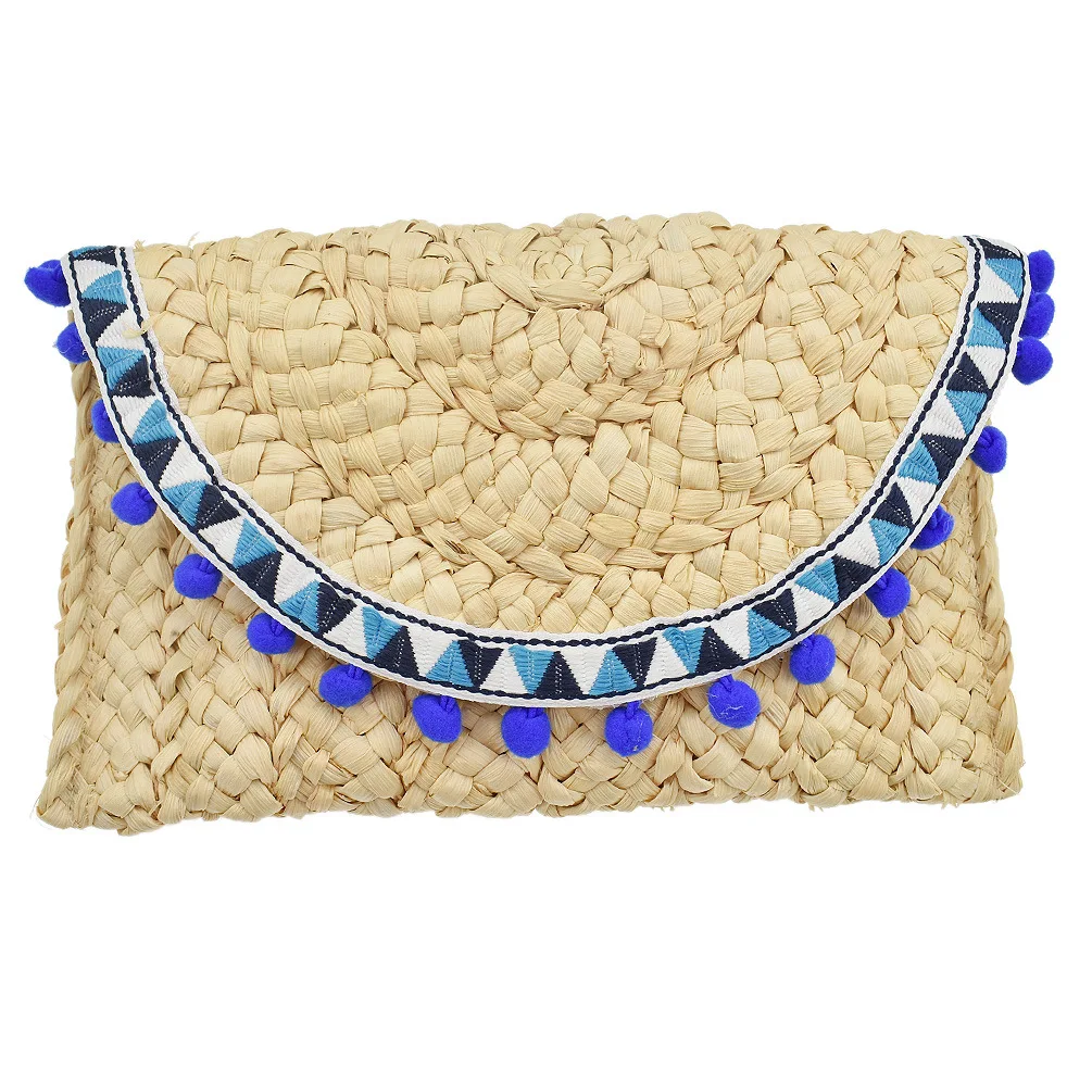 
Straw Clutch Handbag Women Straw Purse Envelope Bag Wallet Summer Beach Bag 