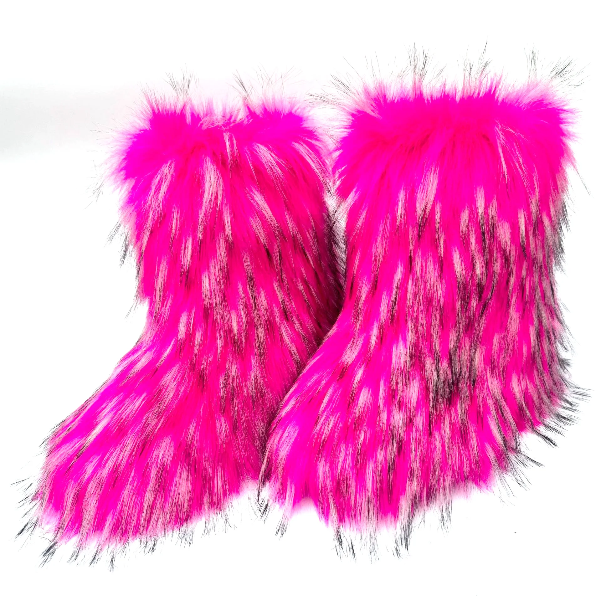 Wholesale Winter Warm Women Fur Shoes Fashion Fluffy Furry Faux Fur Snow Boot For Ladies