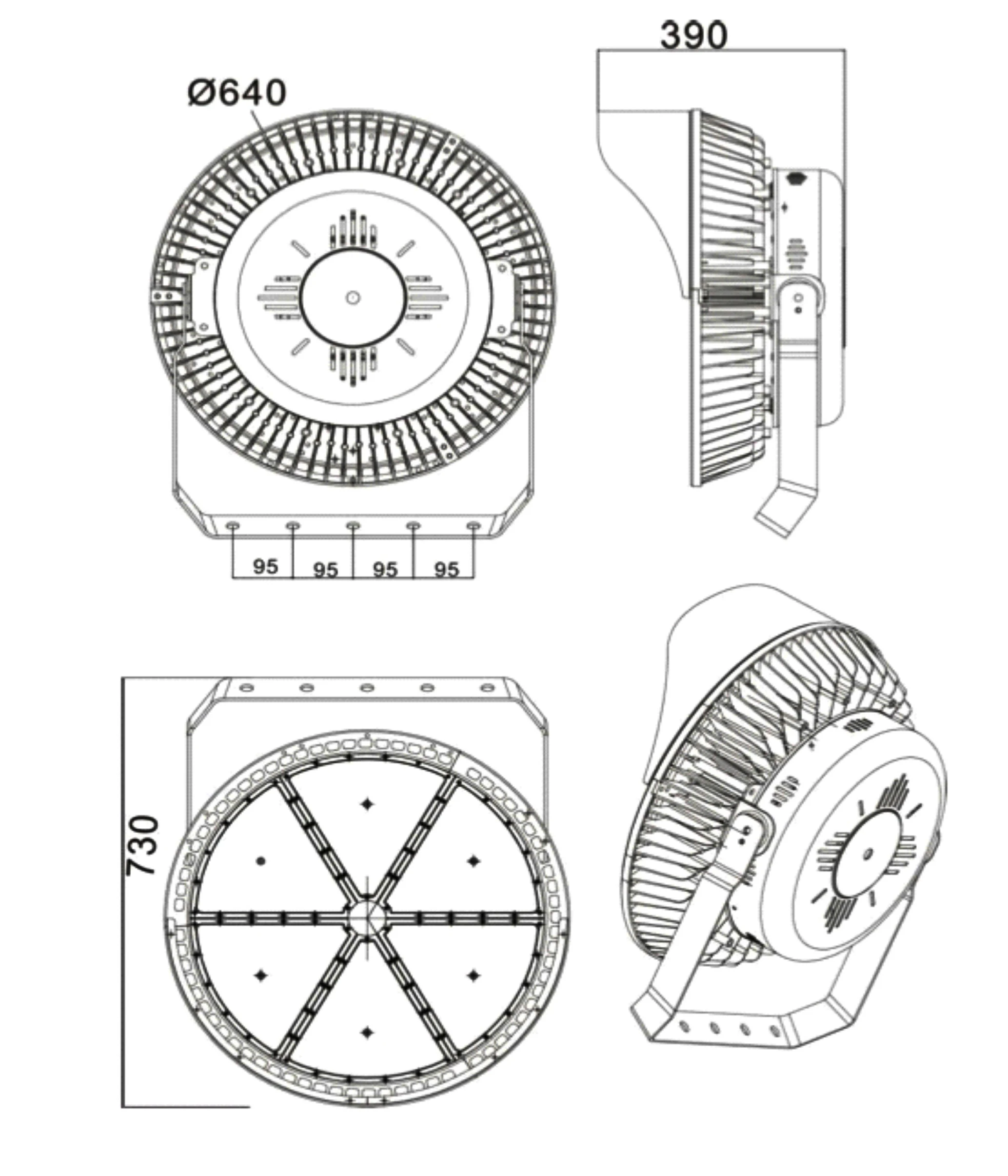 Heshi 600 Watt Focus Court Reflector Outdoor High Mast Light Sports Stadium Lighting Flood Lights 600w