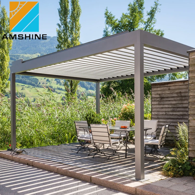 Garden free standing waterproof modern bioclimatique aluminum gazebo outdoor pergola automatic