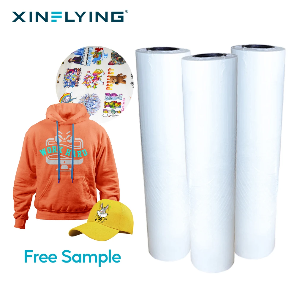 Склад США Премиум DTF ПЭТ-пленка в рулонах с антипригарным порошком толщиной 75/100 мкм для термопереноса футболок и холодных рулонов слезной пленки