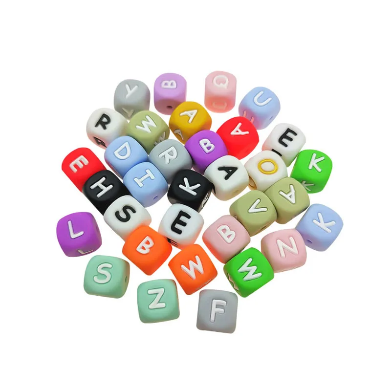 Wholesale silicone beads for diy silicone keychain kit diy pacifier chain for child silicone letter bead for baby chewing