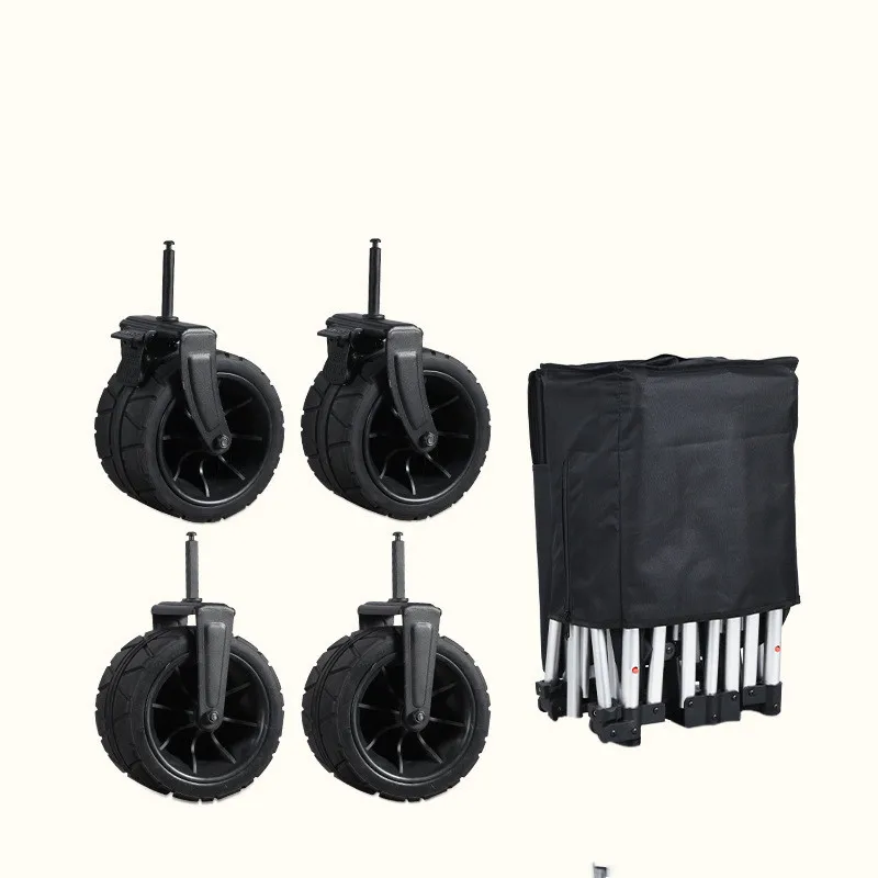 4 wheel shopping trolley picnic cart camping wagon blue with all terrain tires