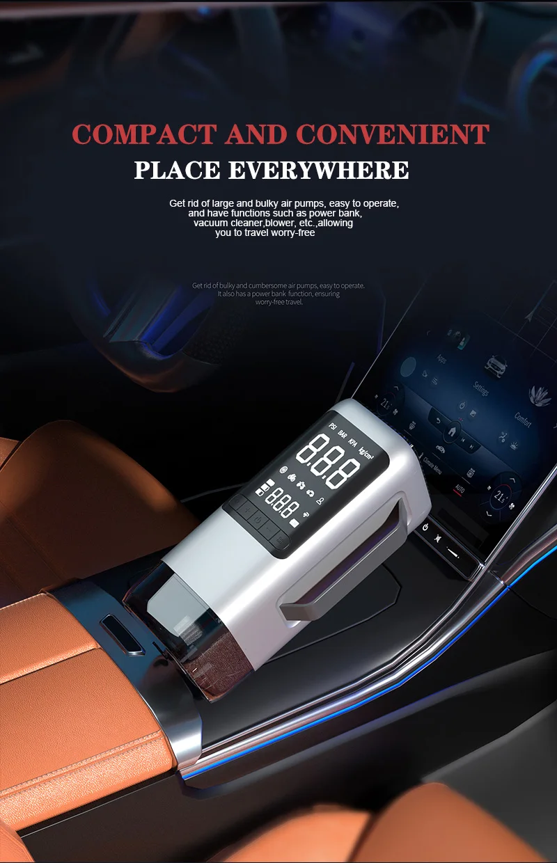 Multi-function Portable Tire Inflator Car Vacuum Power Bank Battery Booster 1000A 8000mAh Jump Starter with Vacuum Cleaner