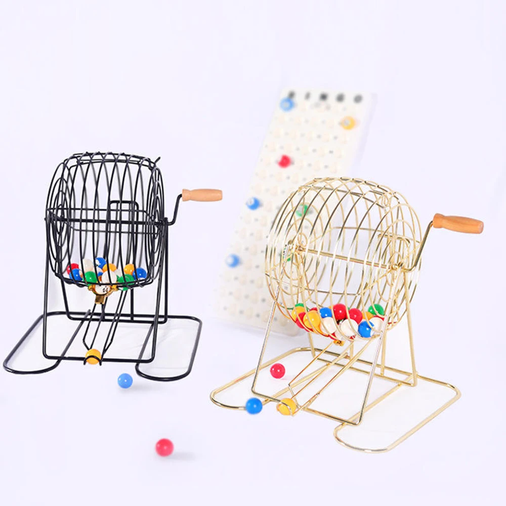 Metal Bingo Cage Set with Gold or Black Color Options and 29cm Height Cage Only