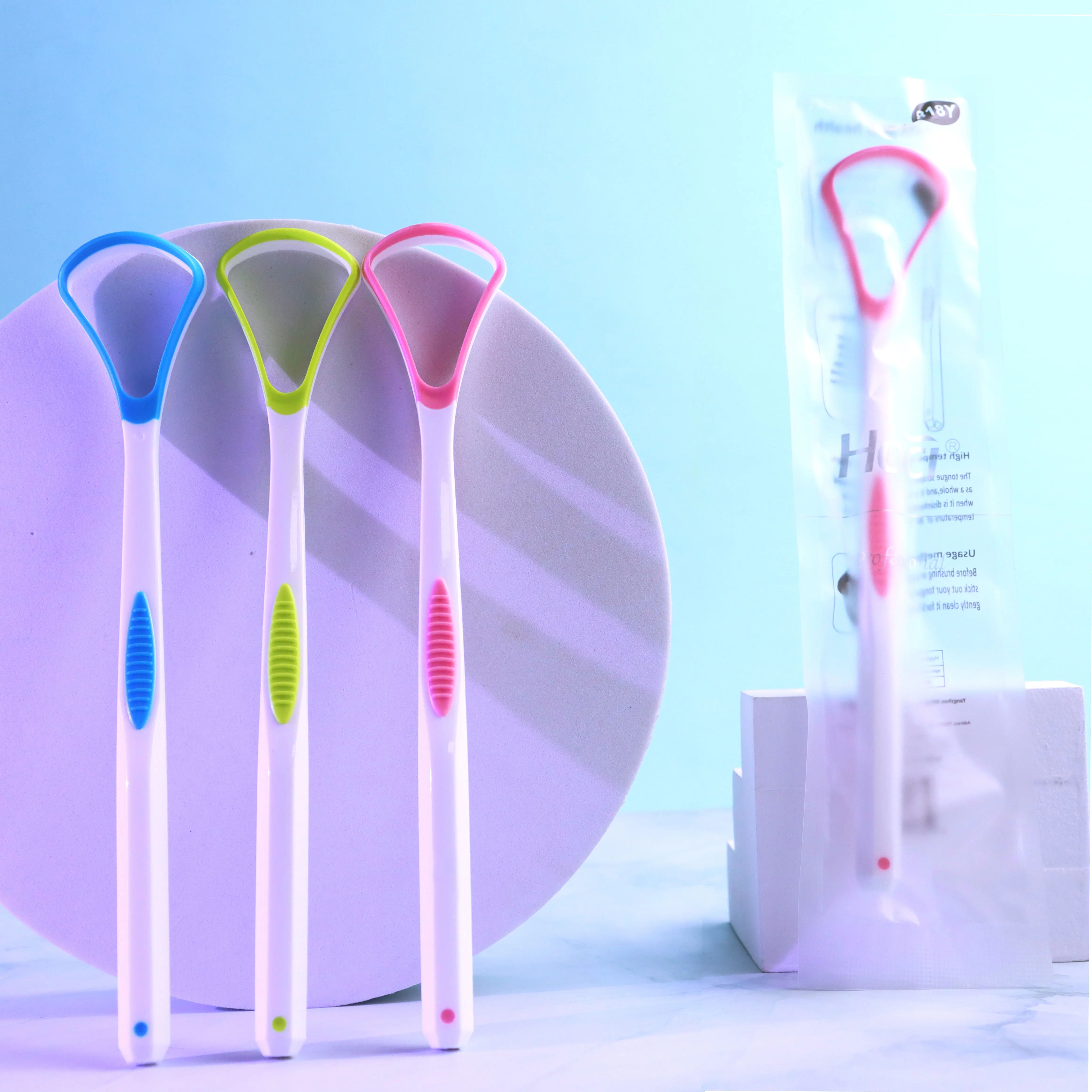 Дешевые красочные чистящие средства для языка скребок ухода за полостью рта