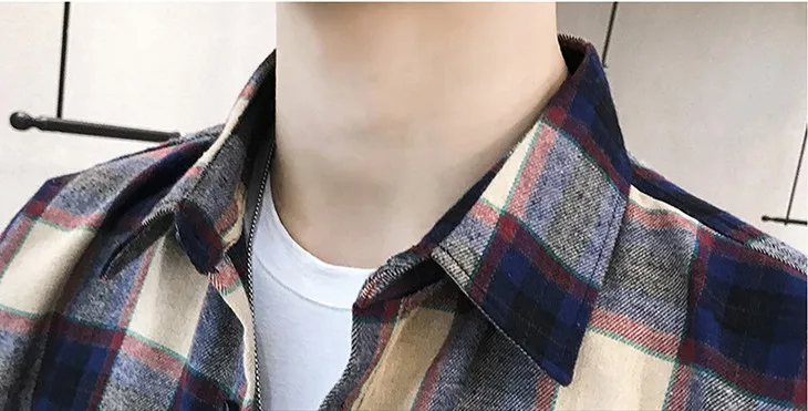 
Wholesale Fashion Checked Plaid Shirts Cotton Loose Plaid Shirts Men 