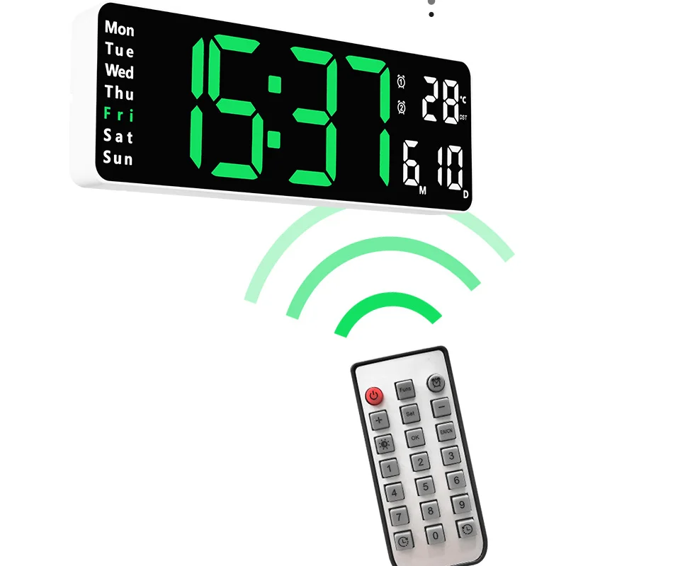 12 inch Amazon  selling Wall alarm clock with  Two Alarm  Temperature  Date and 12/24H