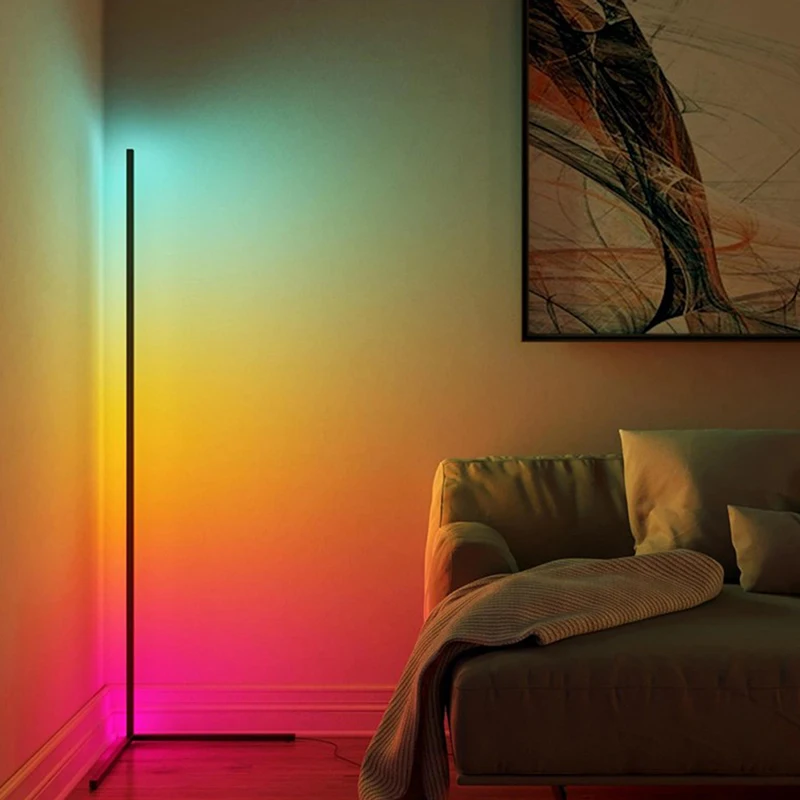 Dropshipping  LED RGB Colorful Floor Lamp with Dimmable Remote Control Adjustable Nordic LED RGB Corner Lamp for Homehold