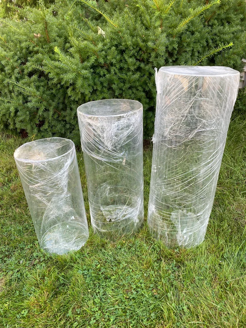 Birthday Party Clear  Round Pillar Pedestal Wedding Birthday Decorative Columns White Square Acrylic Stand For Cake Flower