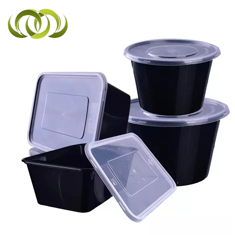 Multiple specifications capacity rectangle disposable plastic round food containers takeaway packaging
