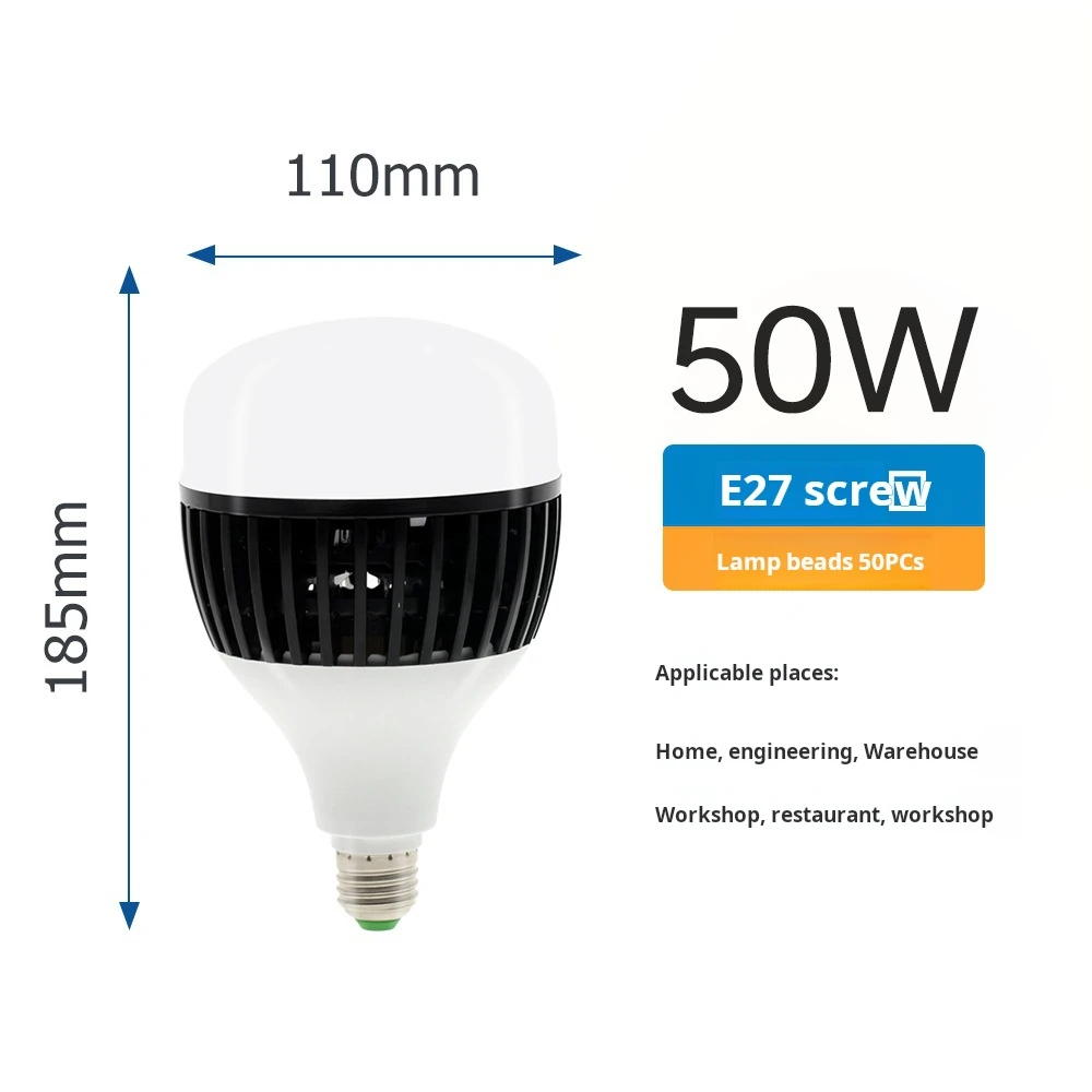 High Power LED Bulb,Daylight White 6500k LED High Watt Light Bulb Indoor Living Room Garage Warehouse Super Bright Lighting Lamp_6