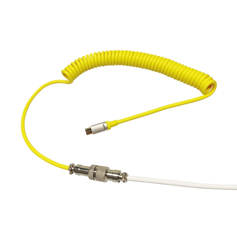 Metal Interface Aerial Plug USB Type-C Cable DIY Gaming Mechanical Keyboard Nylon Coiled Stretch Cable
