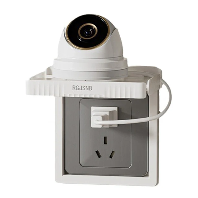 Non Punching Wall Mounted Camera Storage Rack Socket Bracket Router Storage Box Phone Holder