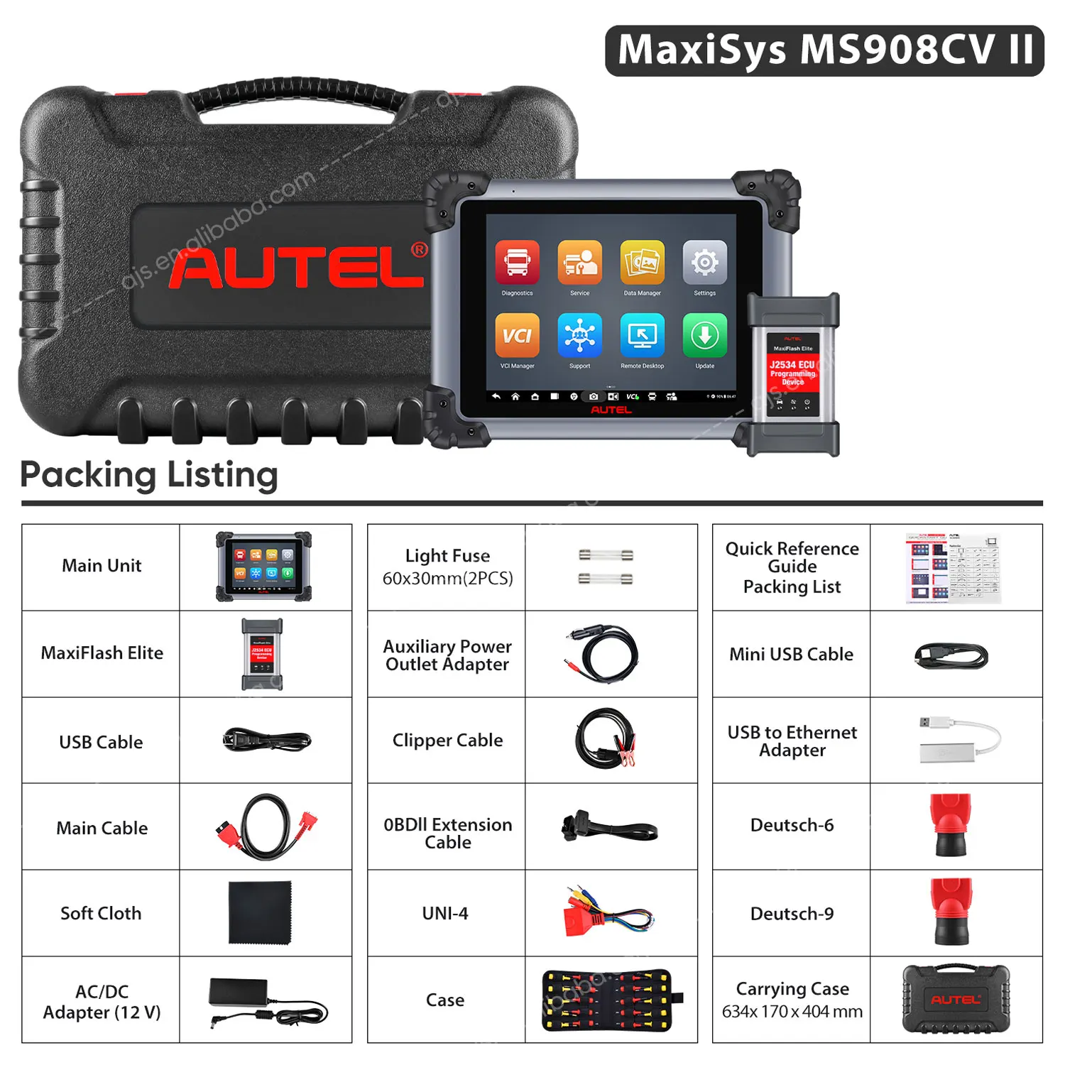 [US VERSION] Autel MaxiSYS MS908CV II 2 Heavy Duty Truck Car 12V 24V OBD2 Scanner ECU Coding Programming Altar Diagnostic Tools