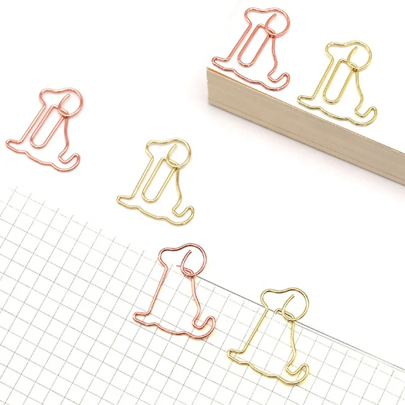Factory Wholesale Cute Dog Animal Shaped Metal Paper Clips Office Stationery