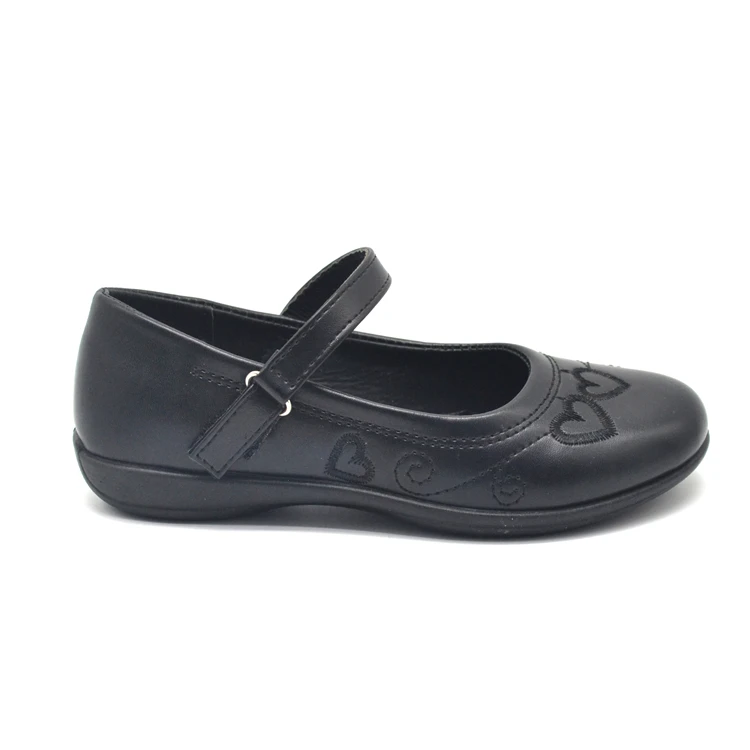JUSTGOOD Custom Cheap Girls Black Leather School Shoes For Africanian