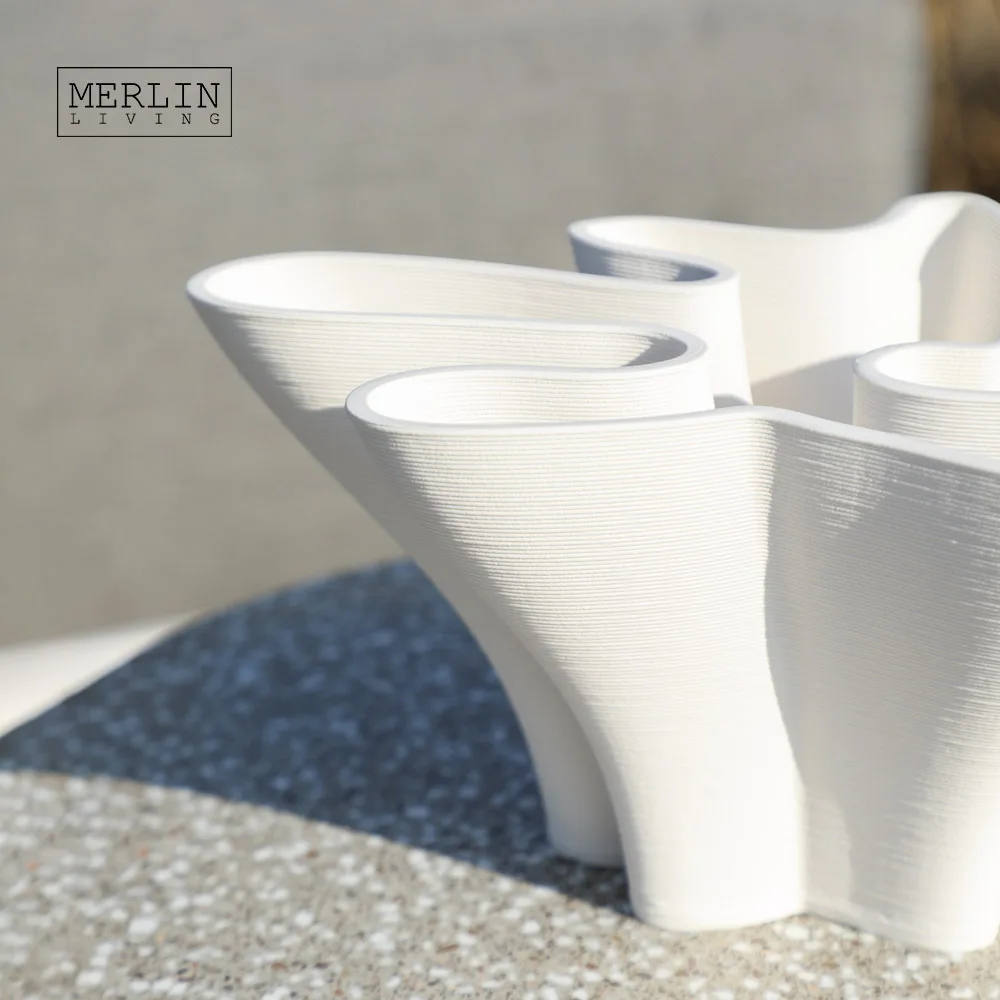 Merlin Living 3D Printing Vase Flower Bouquet Pot Shape Wedding Vase Nordic Vase For Chaozhou Ceramic Factory OEMODM Custom