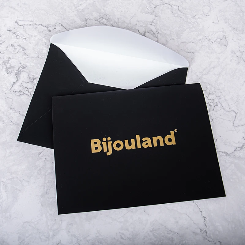 Manufacturer Custom Black Soft Touch Paper Envelope Packaging With Gold Foil Stamping
