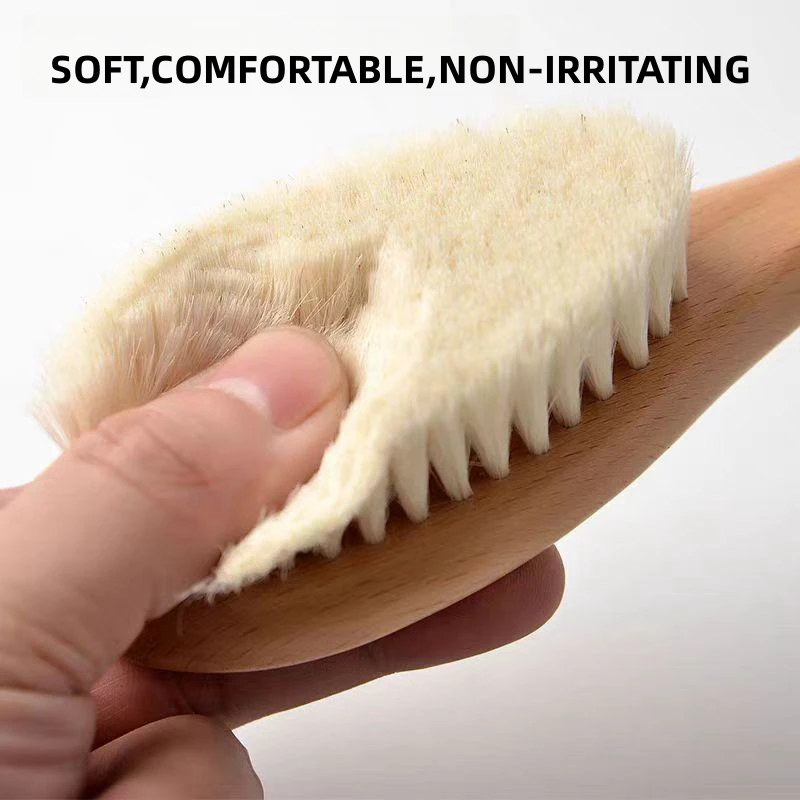 Wooden Soft Natural Goat Bristles New Baby Care Pure Natural Wool Baby Wooden Brush Comb Brush Baby Hair brush