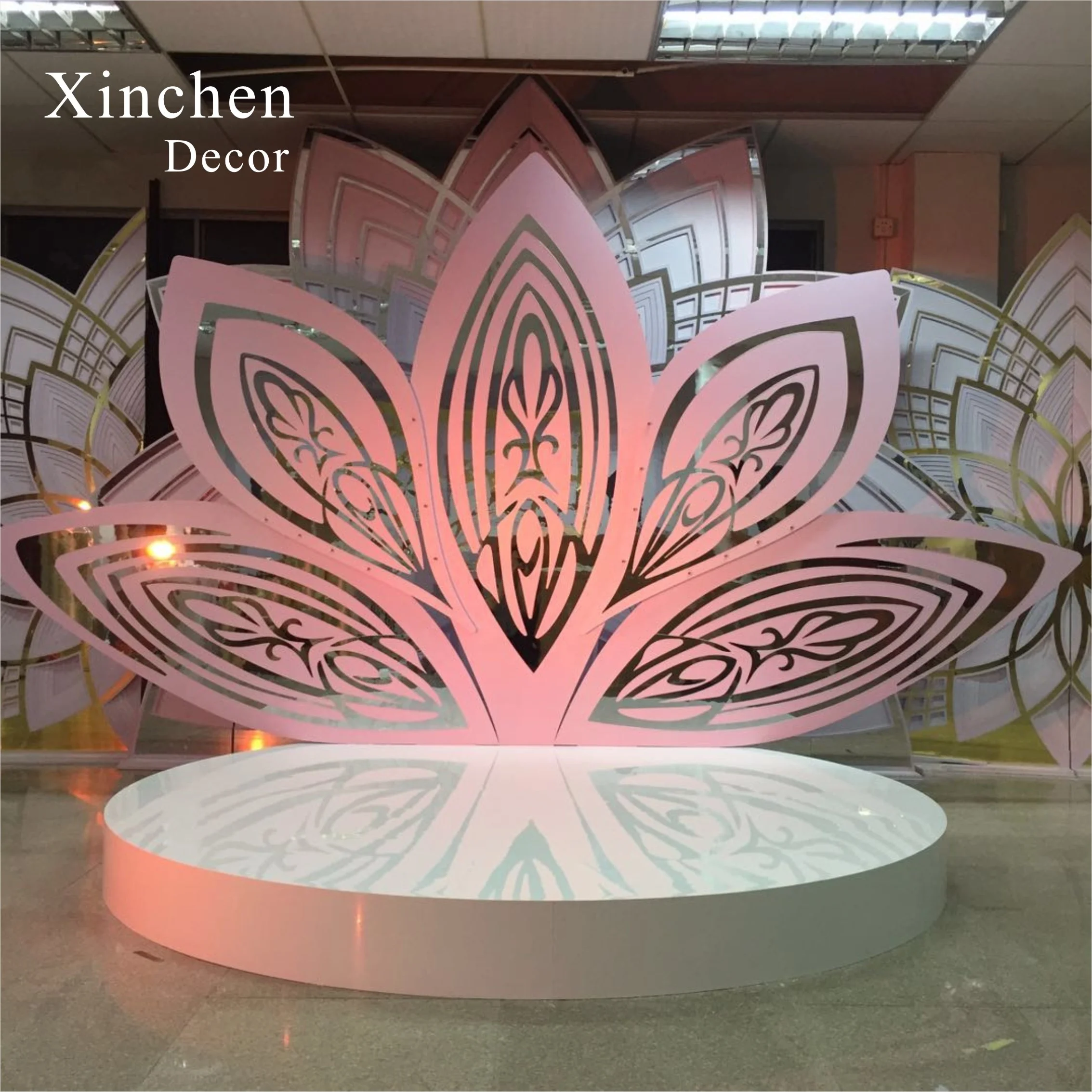 Factory Price Acrylic PVC Pink Castle Backdrop For Wedding Party