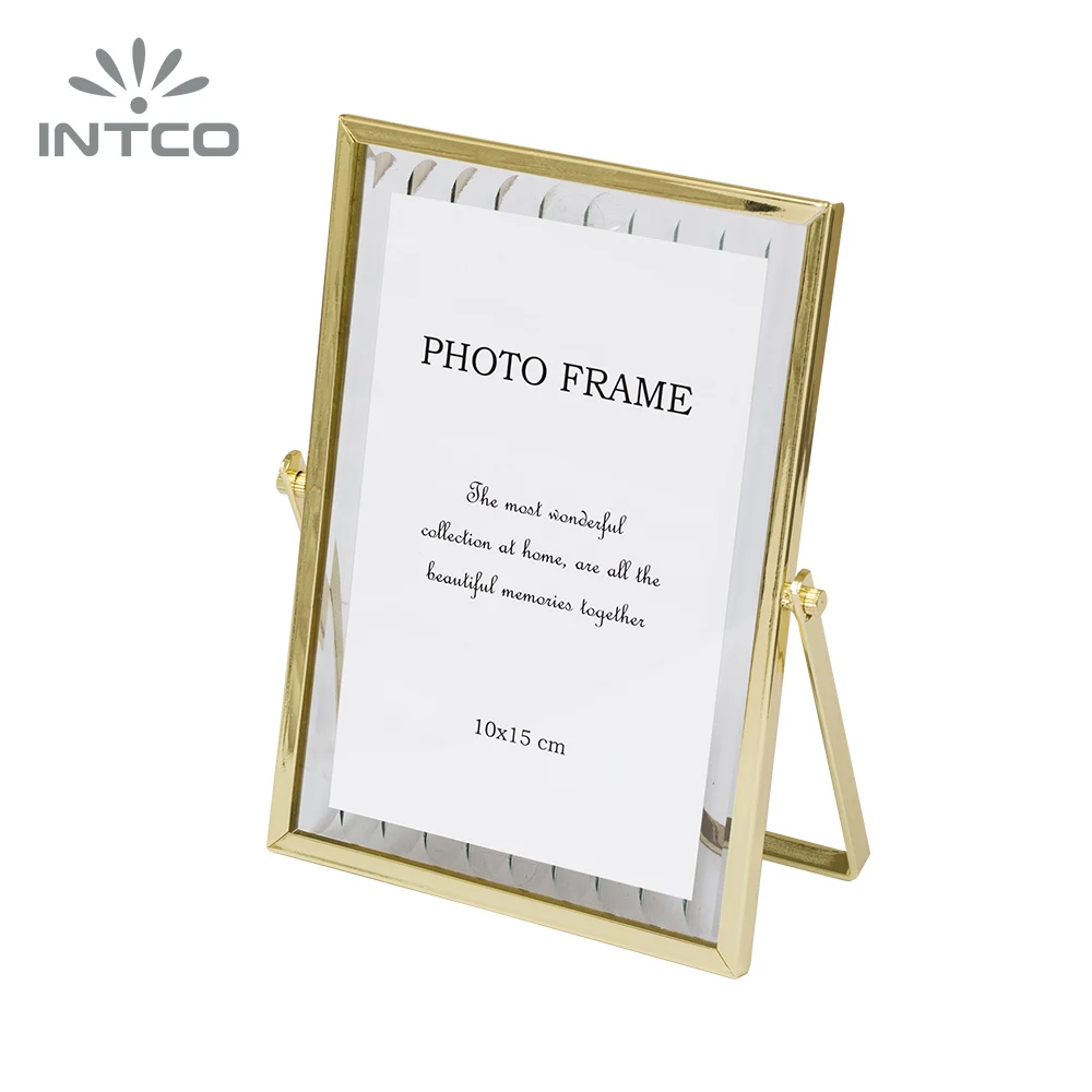 Intco Home Furnishing Decoration Thin Edge Iron Art Double Glass Floating Frame Metal Picture Photo Frame