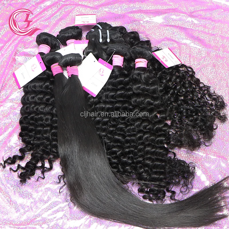CLJHAIR Dropshipping Raw Unprocessed Cuticle Aligned Short Wet Curls 7A Grade Kinky Straight Peruvian Hair Bundles