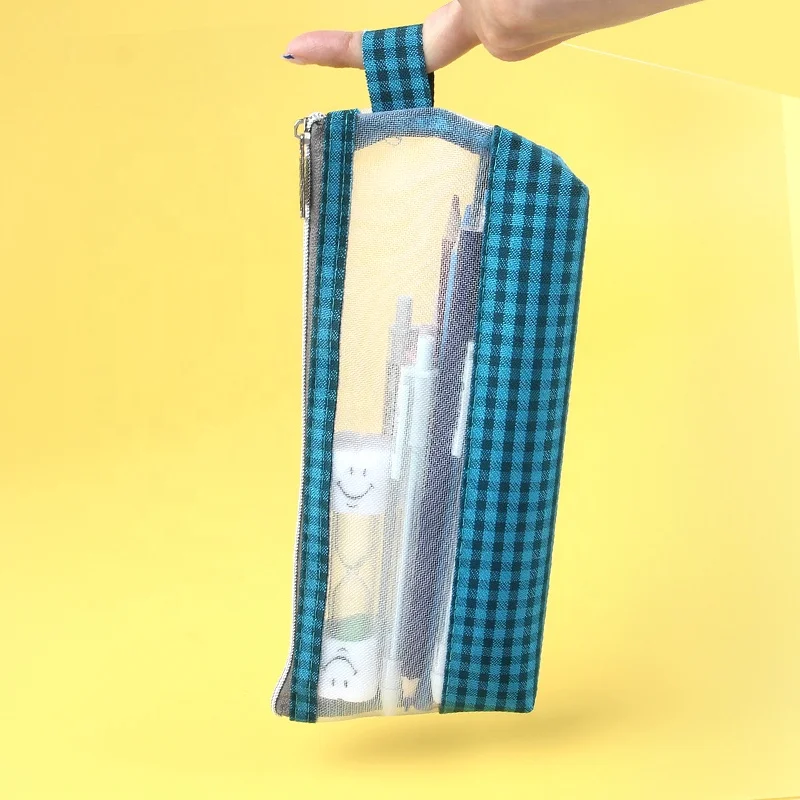 Wholesale Mesh Pencil Case Clear Nylon Pen Bag School Stationery Pouch Custom Makeup Tool Bag Office Storage Pouch