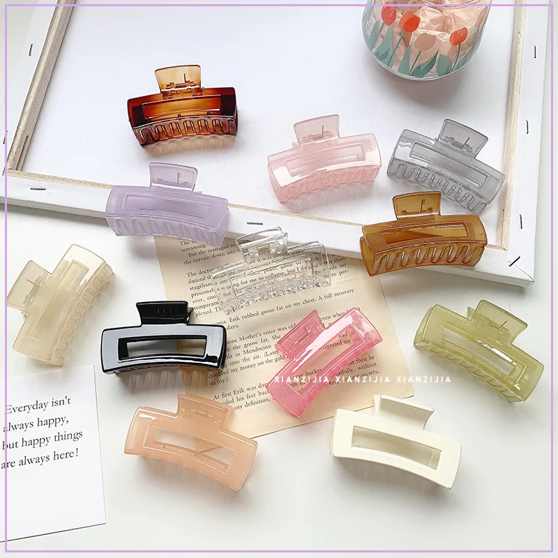 Simple And Transparent Large Claw Clips Headwear  Resin Plastic Cellulose Acetate Big Hair Claws Clips for Women