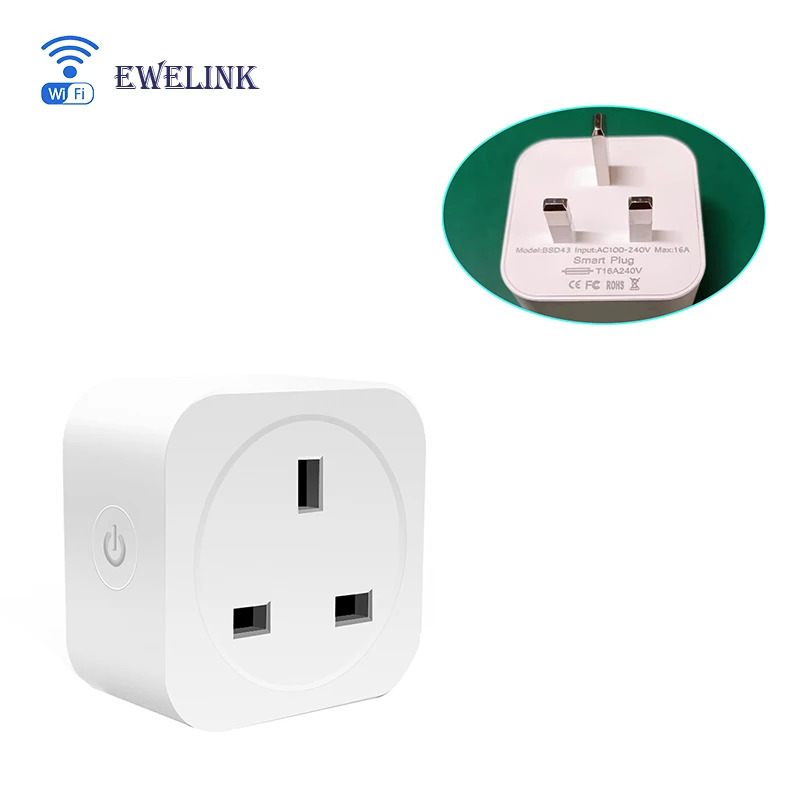 Smart BSD43 UK Plug ewelink wifi mesh with energy monitor 16a for esp32 chip esphome firmware flash auto switches socket