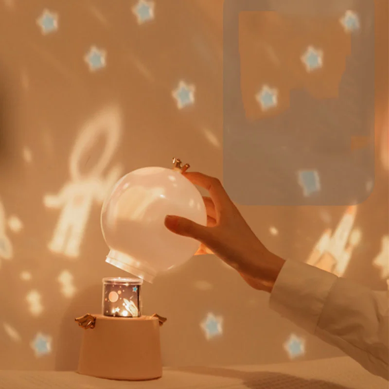 Romantic Lamp Rotating with Music for Girls Children Star Bedroom Sleeping Lamp