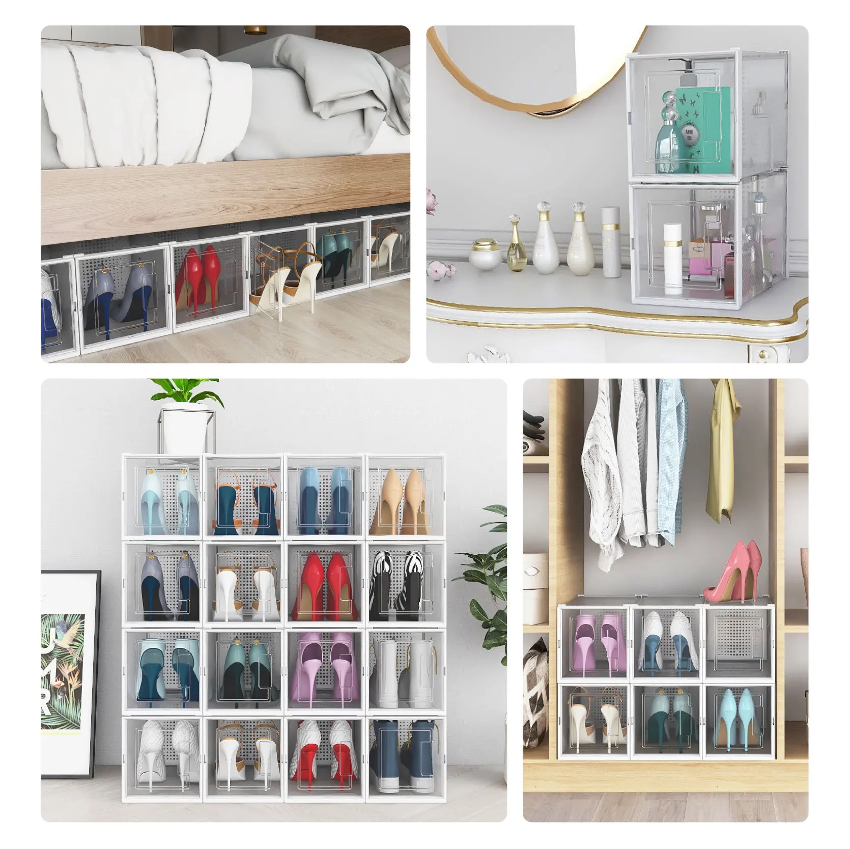 China Factory Price Shoe Box storage boxes with lids GRS Plastic Sneakers Shoe Box Organizer Stackable Clear Storage Bins