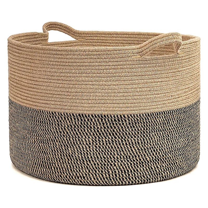 Best selling  xxl large basket children round cotton rope gift basket Christmas storage basket
