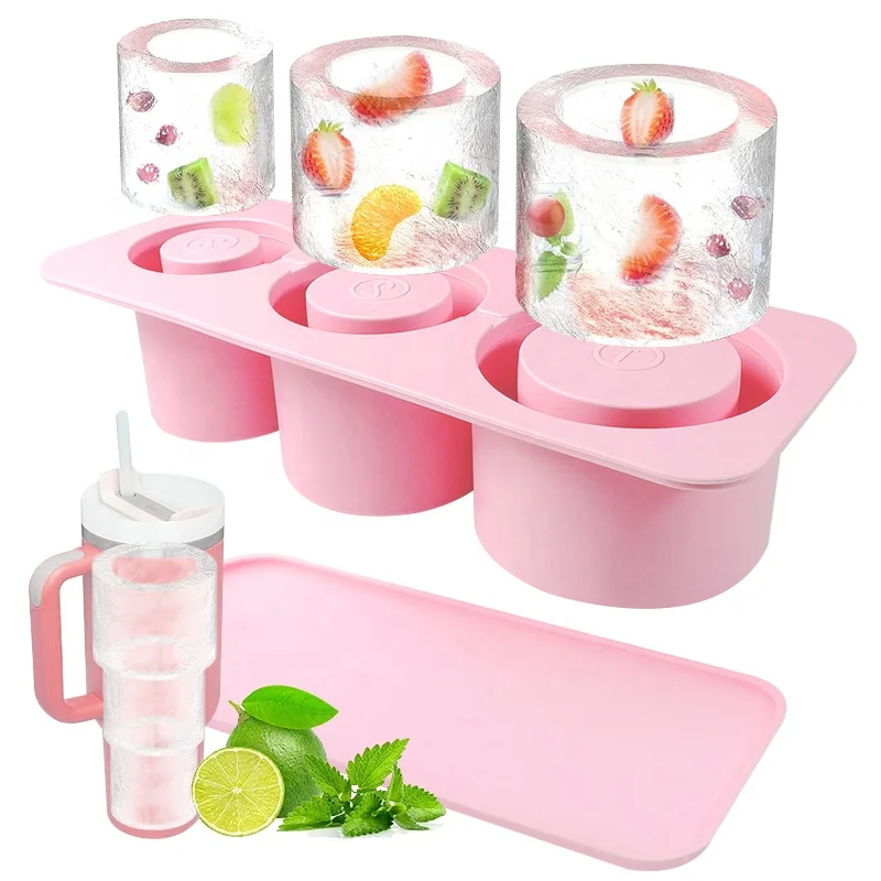 Factory Price Reusable Silicone Ice Hollow Cylinder Tray Mold Big Ice Cube Maker Mold for Stanley Beer Cup Accessories
