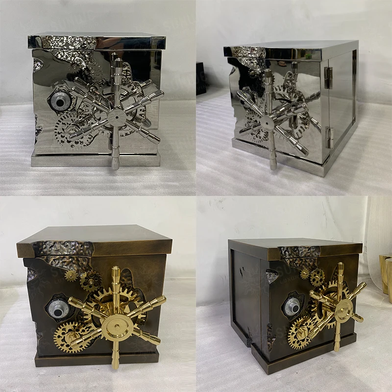 Gold plated stainless steel wine cabinet Anti-theft Small capacity safe Safe Luxury high-end art home furniture safe