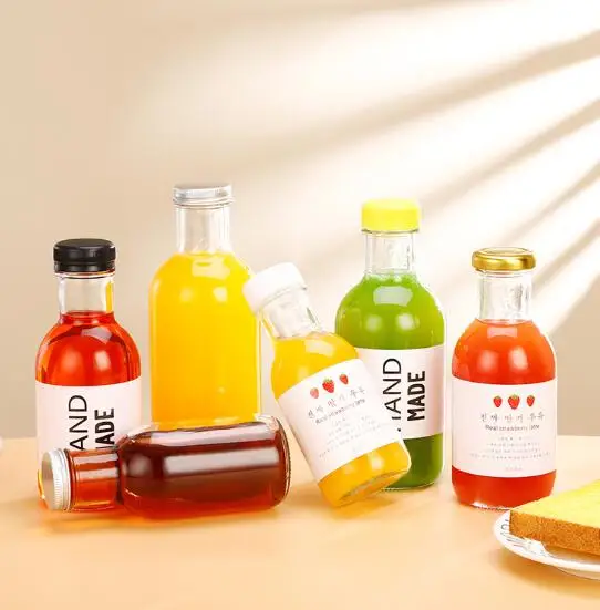 New Design 12oz 16oz  Cylinder Glass Bottles with Screw Aluminum Plastic Lid for Beverage Soy Chili Sauce