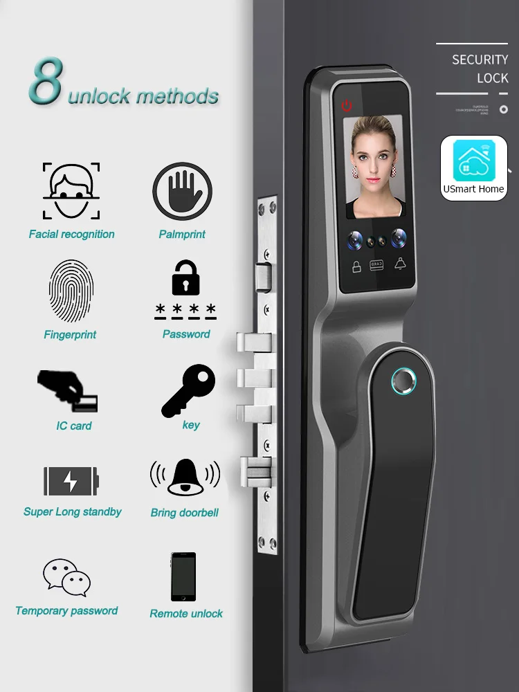 tuya wifi smart life face recognition sliding door lock keyless smart security main door electric for door lock