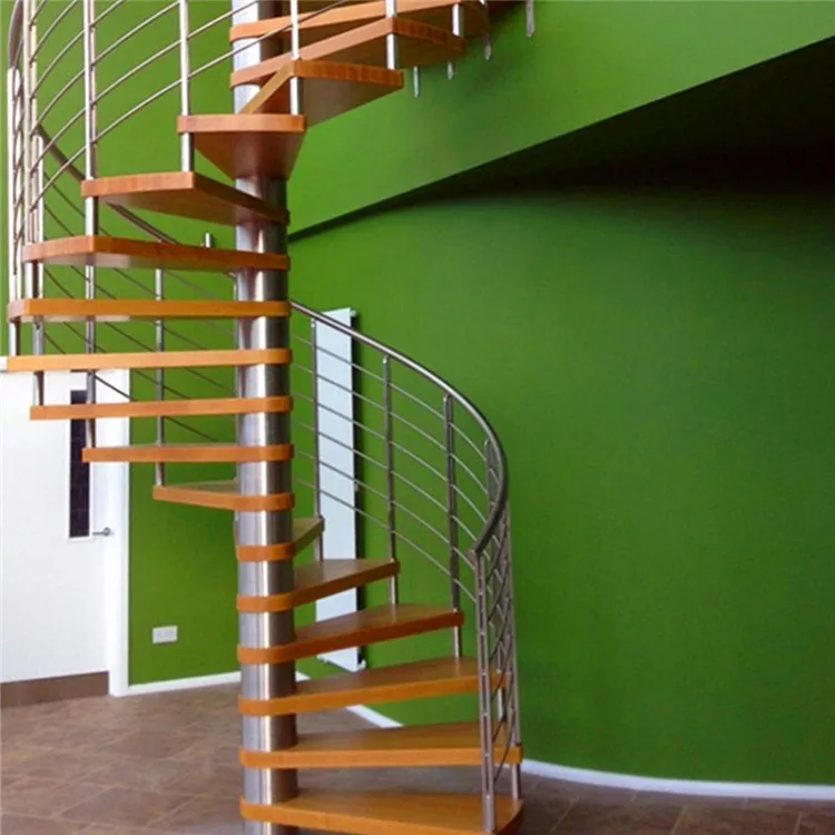 high quality spiral stairs case design kit wooden tread modern indoor used spiral staircase