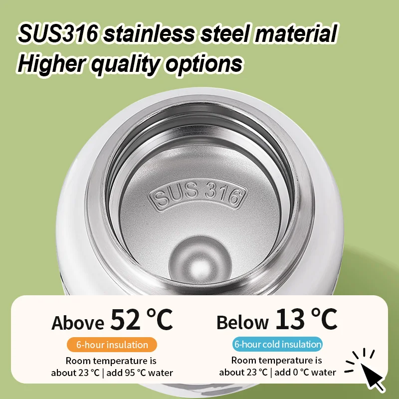 Cute Panda Insulated Food Jar Stainless Steel Lunch Box Portable Braised Beaker With Spoon