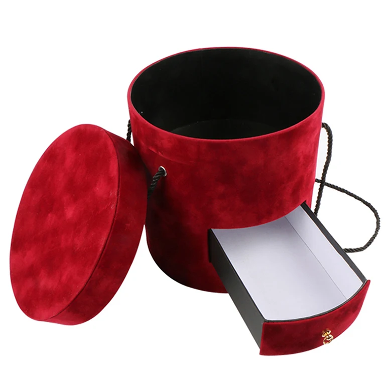 DW22 Single Floral Box Velvet Flower Bouquet Preserved Box for Roses Packaging Flower Hat Gift Box With Drawer