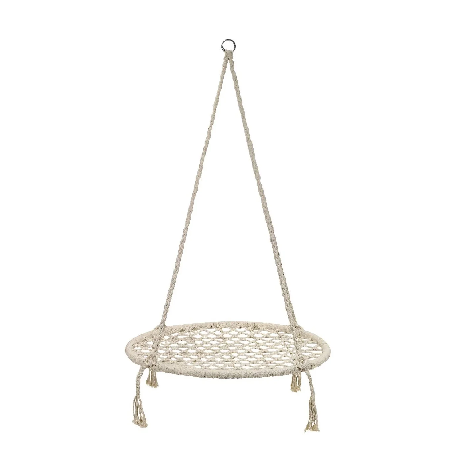 Children Round Swing Platform Mesh Rope Weaving Hammock Swing Chairs For Garden Patio Tree Hanging Swing Flying
