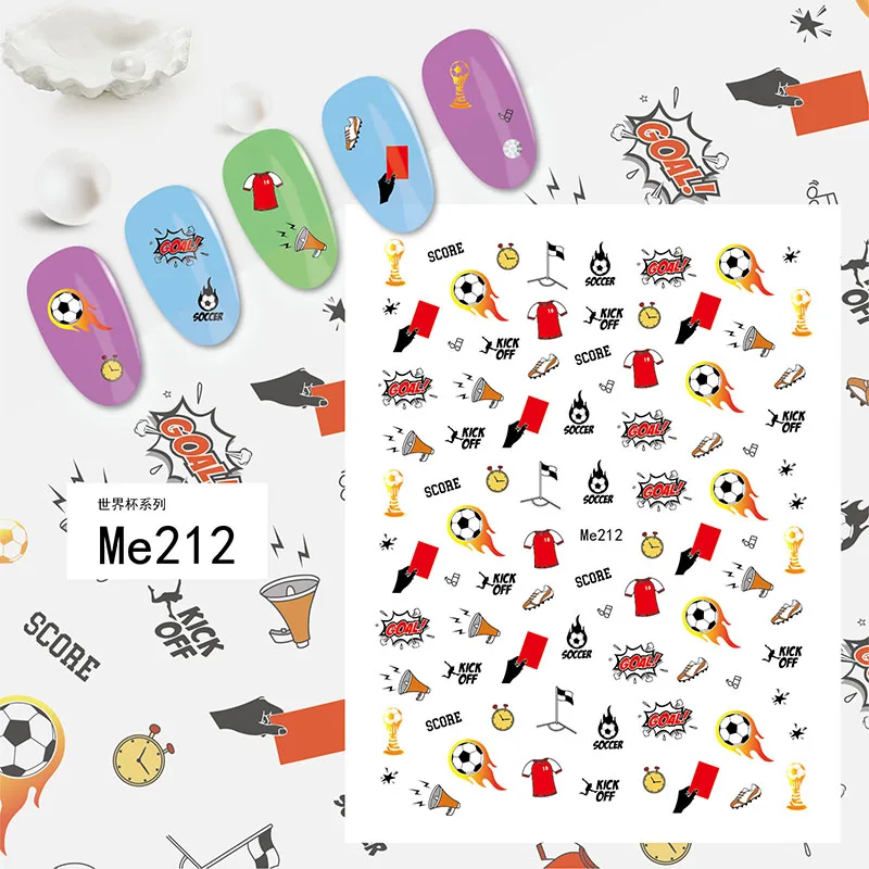 Me210-219 3D  Cartoon Sports World Cup  Design Nail Art Stickers Football Series Nail Decals Decorations
