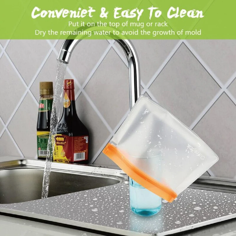 Custom Printing Food Storage Bag Peva Leakproof Food Bag Reusable Sandwich Bag Food Package Silicone CLASSIC Simple Round