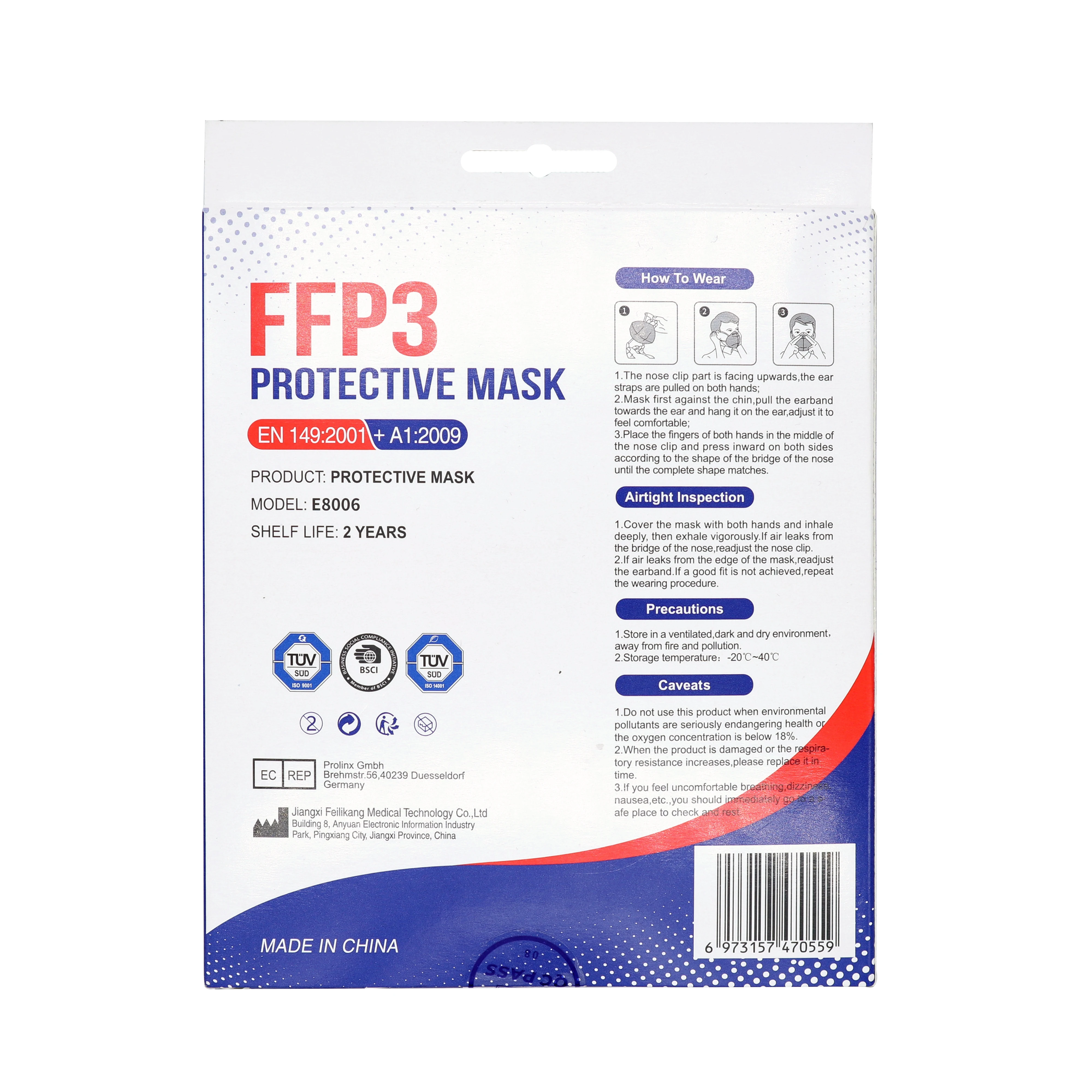 
European warehouse CE Certificate Professional FFP3 NR mask Without Valve factory wholesale ffp3 respirator mask 