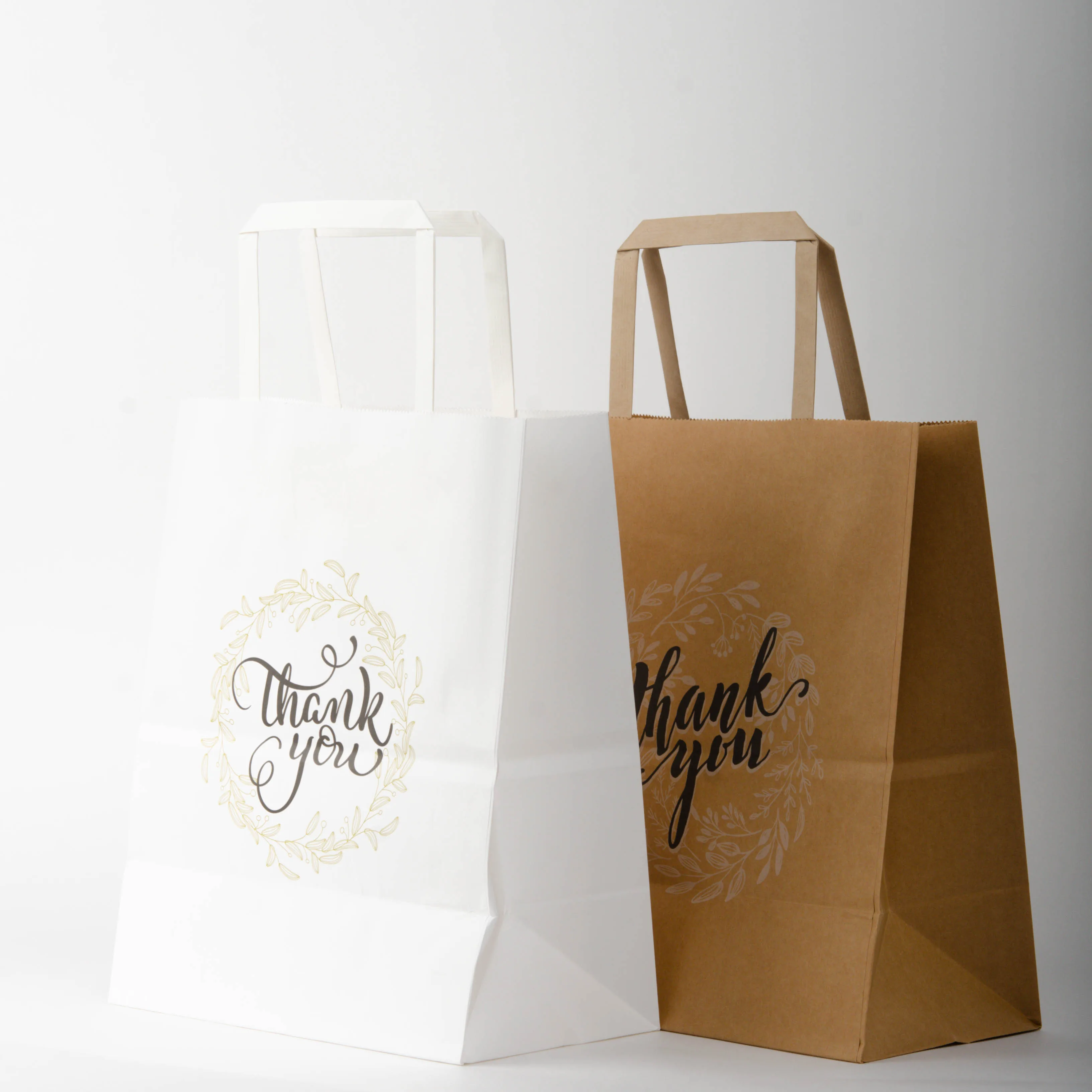 Craft Kraft Paper Bag with Handles Eco Recycle Custom Logo Printed Take Away Grocery Shopping Take Out Fast Food Packaging Brown