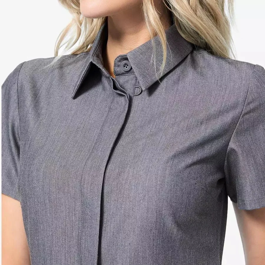 Fashionable Mandarin Collar Button Up Scrub Set Straight Stretchy Scrubs Uniforms Wholesale