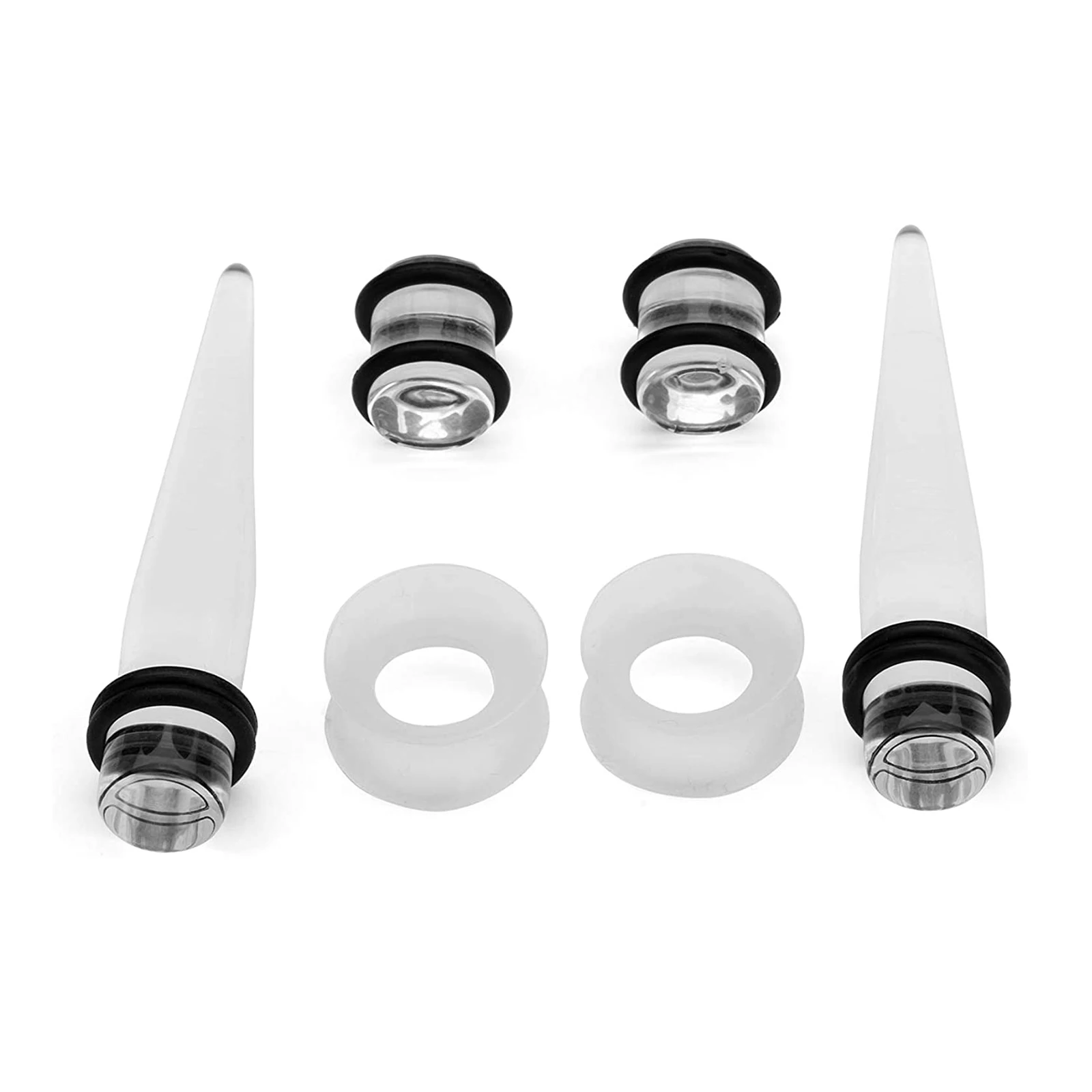 NUORO 50Pcs/set 14G-00G Acrylic Tapers And Plugs Silicone Tunnels Ear Gauges Expander Set Ear Stretching Kit