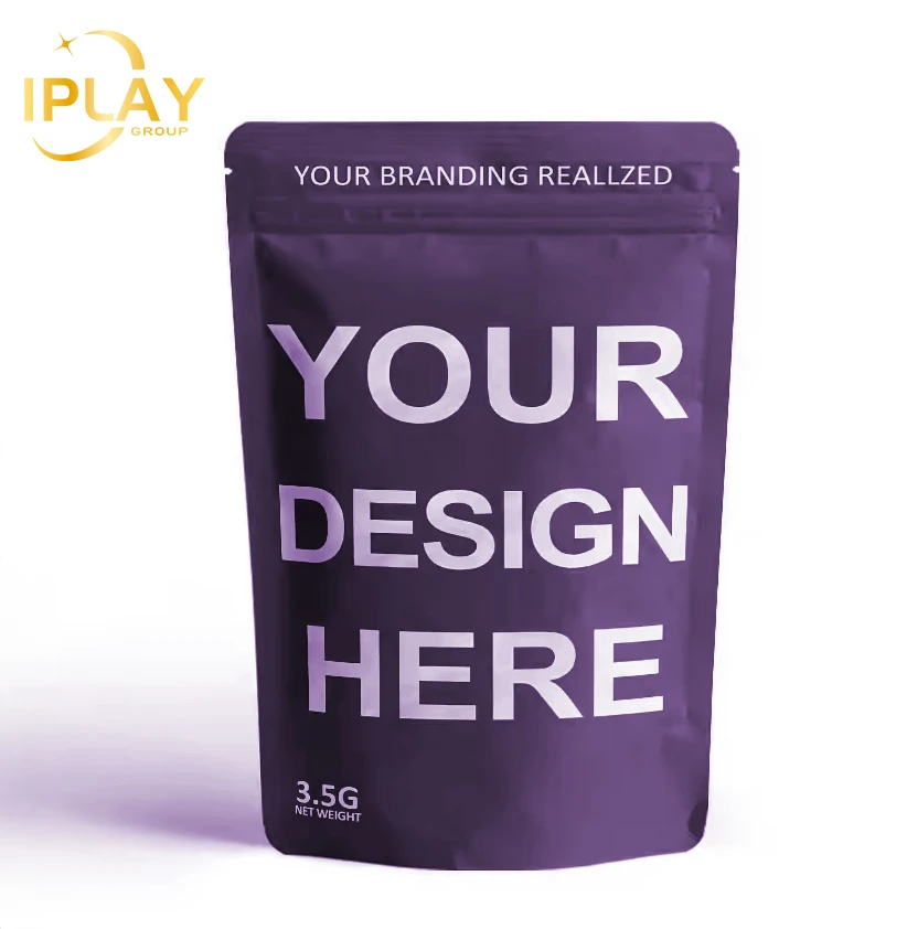 Free Sample Resealable Zipper Packaging 3.5 g Mylar Bags Stand Up Pouch Smell Proof Candy Tea Powder Food Grade CR Flat Bag