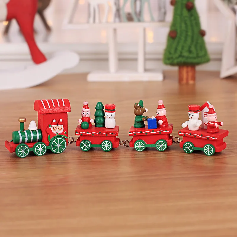 ute Wooden Mini Train Ornaments Kids Toys Gifts for Christmas Party Kindergarten Decoration Train Toy Set